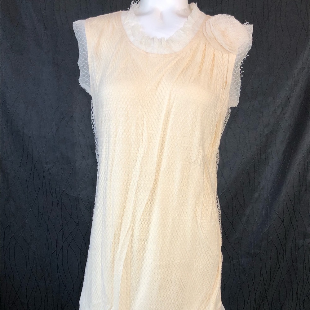 Forla Paris beige unique fishnet tunic blouse SML